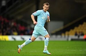 17-03-2012 v Watford, Vicarage Road Collection: Coventry City vs. Watford: Championship Showdown - Sammy Clingan in Action (March 17, 2012)