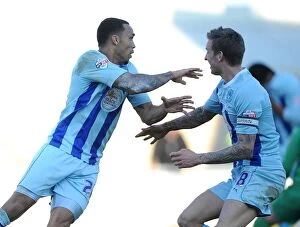 Sky Bet League One : Coventry City v Port Vale : Sixfields Stadium : 16-03-2014 Collection: Coventry City: Wilson and Baker Celebrate Double Strike Against Port Vale (Sky Bet League One)