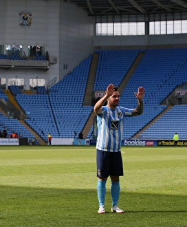 Coventry City's Adam Armstrong Celebrates with Fans after Goal vs Sheffield United, Sky Bet League One, Ricoh Arena