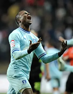 14-02-2012 V Leeds United, Ricoh Arena Prints: Coventry City's Alex Nimely: Champion Celebration after Victory over Leeds United (February 14)