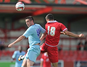 Pre Season Friendly - Accrington Stanley V Coventry City - Crown Ground Prints: Coventry City's Callum Ball Soars Over Accrington Stanley's Tom Eckersley (Pre-Season Friendly)