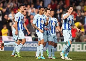 Images Dated 29th March 2014: Coventry City's Callum Wilson: Celebrating Glory with Team Mates After Scoring Against Crewe