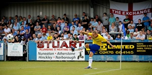 Images Dated 2012 July: Coventry City's Chris Hussey Takes Corner Kick Amidst Packed Away End (Nuneaton Town vs Coventry City)