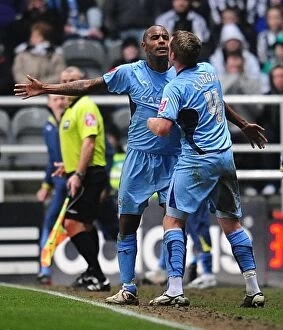 Images Dated 17th February 2010: Coventry City's Clinton Morrison Celebrates Opening Goal vs. Newcastle United in Championship