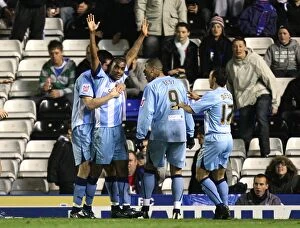 Images Dated 3rd November 2008: Coventry City's Clinton Morrison Celebrates First Goal Against Birmingham City in Championship