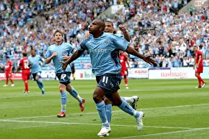 Images Dated 2009 August: Coventry City's Clinton Morrison Celebrates First Goal Against Ipswich Town in Championship Match (09-08-2009)