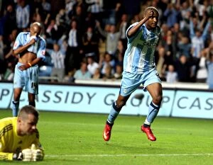 Images Dated 26th August 2008: Coventry City's Clinton Morrison Celebrates Goal Against Newcastle United in Carling Cup Second