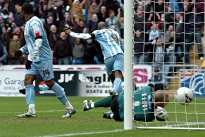 Images Dated 2006: Coventry City's Dele Adebola Celebrates Goal Against Sheffield United in Coca-Cola Championship (11-03-2006)