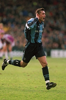 Coventry City's Double Delight: Viorel Moldovan's Euphoric Moment after Scoring His Second Goal against Crystal Palace (FA Carling Premiership, 1998)