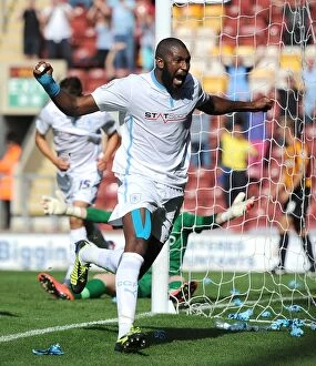 Images Dated 9th August 2014: Coventry City's Double Delight: Reda Johnson's Brace Seals Victory over Bradford City