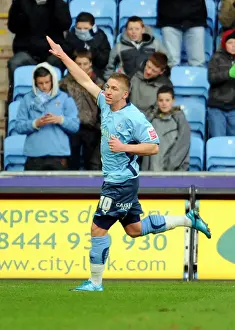 Coventry City's Freddy Eastwood Celebrates First Goal Against Barnsley in Coca-Cola Championship (09-01-2010)