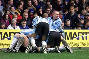 Images Dated 7th April 2001: Coventry City's Glory: John Hartson's Hat-Trick Celebration vs. Leicester City (07-04-2001)