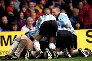 Images Dated 7th April 2001: Coventry City's Glory Moment: John Hartson's Hat-Trick Celebration (07-04-2001 vs. Leicester City)