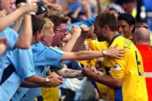 Images Dated 17th August 2002: Coventry City's John Eustace and Ecstatic Fans Celebrate Winning Goal vs. Reading (August 17, 2002)