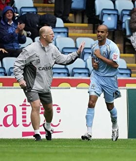 18-08-2007 v Hull City Collection: Coventry City's Leon Mackenzie and Iain Dowie Celebrate Goal Against Hull City in Championship Match