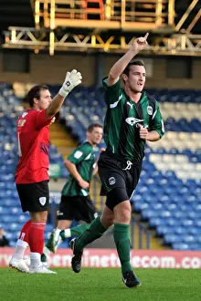 Images Dated 2011: Coventry City's Roy O'Donovan: Celebrating the Carling Cup Upset Against Bury (09-08-2011)