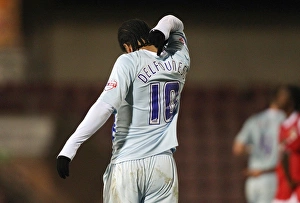 Images Dated 2014 March: Coventry City's Unintended Triumph: Nathan Delfouneso's
