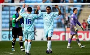 Images Dated 2012 March: Cyrus Christie and Oliver Norwood: Coventry City's Championship Celebration (24-03-2012 vs Portsmouth)