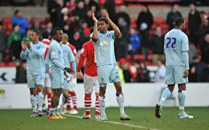 18-02-2012 V Nottingham Forest, City Ground Prints: Cyrus Christie Salutes Coventry City Fans After Nottingham Forest Victory in Championship (18-02-2012)