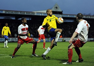 Stevenage V Coventry City : Lamex Stadium : 26-12-2012 Prints: David McGoldrick Slips Past Stevenage Defenders in Coventry City's Npower League One Battle