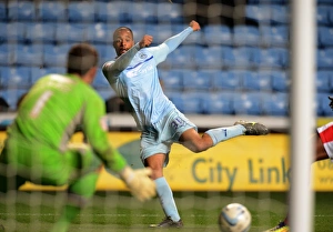 Images Dated 2012 November: David McGoldrick's Determined Shot: Coventry City vs Crawley Town