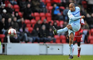 Images Dated 27th October 2012: David McGoldrick's Game-Winning Shot for Coventry City at Brisbane Road