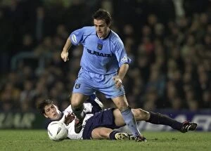 16-01-2002 Round 3 v Tottenham Hotspur Collection: David Thompson Escapes Challenge from Darren Anderton in Coventry City's FA Cup Clash against