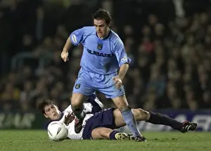 David Thompson Escapes Challenge from Darren Anderton in Coventry City's FA Cup Clash against Tottenham Hotspur (01-2002)