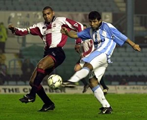 Images Dated 22nd December 2000: Dean Richards Tackles Ysrael Zuniga in Coventry City vs Southampton FA Premiership Clash