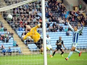 Images Dated 25th October 2014: Deflected Delight: Frank Nouble's Game-Changing Goal for Coventry City vs