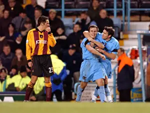 Season 2001-02 Prints: Dejected Etherington, Jubilant Edworthy: Coventry City's Triumph Over Bradford City (23-12-2001)