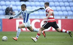 Images Dated 21st March 2015: Determined Simeon Jackson: Coventry City's Brilliant Shot Amidst Doncaster Rovers Defensive Pressure