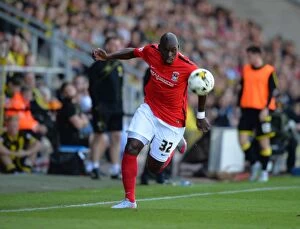 Images Dated 6th September 2015: Determined Strike: Marc-Antoine Fortune Scores for Coventry City against Burton Albion in Sky Bet