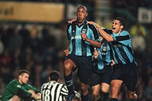 Images Dated 8th November 1997: Dion Dublin Scores His Second Goal: Coventry City's Triumph Against Newcastle United