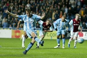 Images Dated 21st October 2008: Elliott Ward Scores Penalty: Coventry City Leads Burnley in Championship Match (21-10-2008)