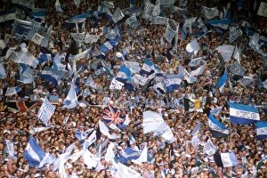 Images Dated 16th May 1987: FA Cup Final: Tottenham Hotspur vs. Coventry City - Ecstatic Coventry Fans at Wembley Stadium