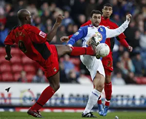 Images Dated 2008: FA Cup Third Round: Dele Adebola and Zurab Khizanishvili Clash at Ewood Park