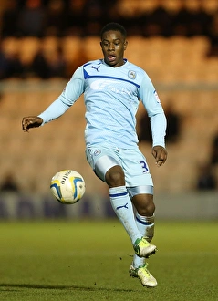 Images Dated 2012: Franck Moussa Scores for Coventry City in Npower League One Clash vs Colchester United at Weston Homes Community
