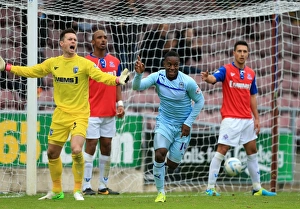 Images Dated 2013 September: Franck Moussa Scores Coventry City's Second Goal Against Gillingham in Sky Bet League 1 (September 15)