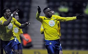 Images Dated 18th January 2014: Franck Moussa Scores Equalizer for Coventry City in Sky Bet League One Match vs. Preston North End