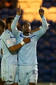 Images Dated 20th November 2012: Franck Moussa Scores First Goal for Coventry City in Colchester United Match (Npower League One)