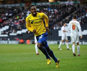 Images Dated 29th December 2012: Franck Moussa's First Goal for Coventry City: Celebrating at StadiumMK Against Milton Keynes Dons