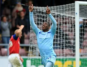 Images Dated 15th September 2013: Franck Moussa's Strike: Coventry City's Second Goal vs. Gillingham (Sky Bet League One)