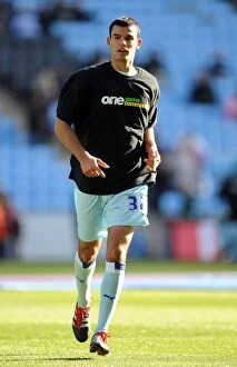 Images Dated 22nd October 2011: Gearing Up: Conor Thomas Pre-Game Ritual at Coventry City vs Burnley (Npower Championship)