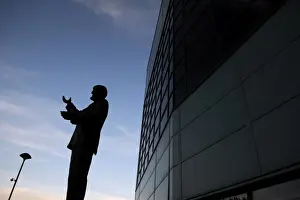 Images Dated 27th September 2011: Glory's Silhouette: Jimmy Hill Statue at Coventry City vs Blackpool in Npower Championship