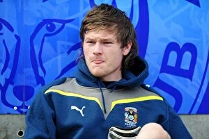 21-03-2010 v Leicester City Collection: Gunnarsson's Battle: Leicester City vs. Coventry City in Championship Clash at The Walkers Stadium