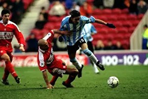 Images Dated 2000: Intense Battle: Fleming Tackles Hadji (December 30, 2000) - Middlesbrough vs Coventry City