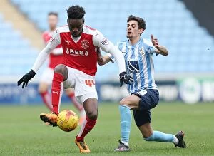 Images Dated 27th February 2016: Intense Clash: Coventry City vs Fleetwood Town in Sky Bet League One at Ricoh Arena
