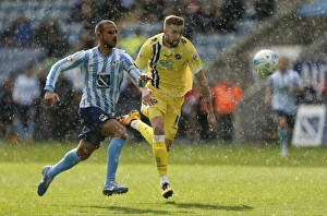 Intense Moment: Marcus Tudgay vs Mark Beevers in Coventry City vs Millwall, Sky Bet League One, Ricoh Arena