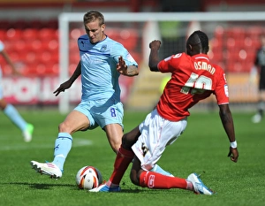 Crewe Alexandra V Coventry City : Gresty Road : 01-09-2012 Prints: Intense Rivalry: Carl Baker vs Abdul Osman in Coventry City's Npower League One Clash at Crewe Alexandra